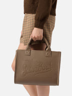 Borsa a spalla Vanity Bag Large in pelle martellata marrone