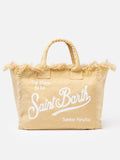 Borsa a spalla Vanity in canvas di cotone beige