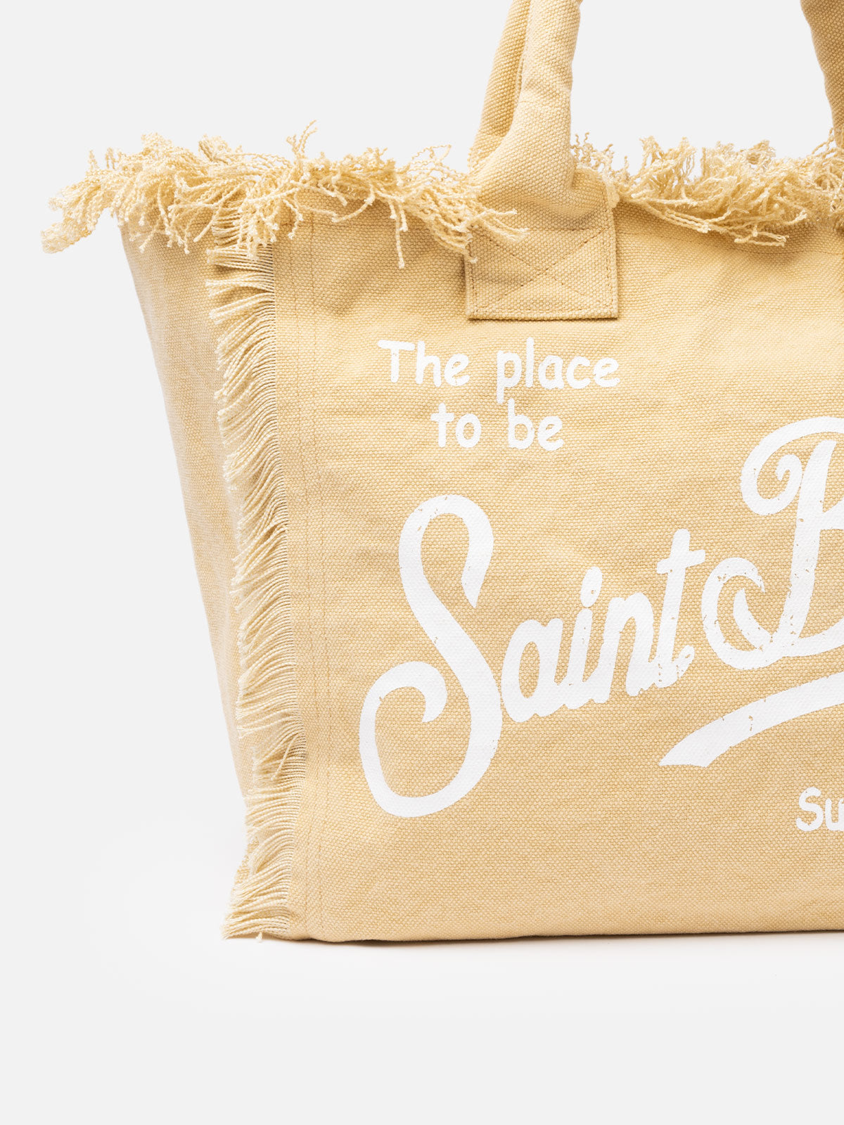 Borsa a spalla Vanity in canvas di cotone beige
