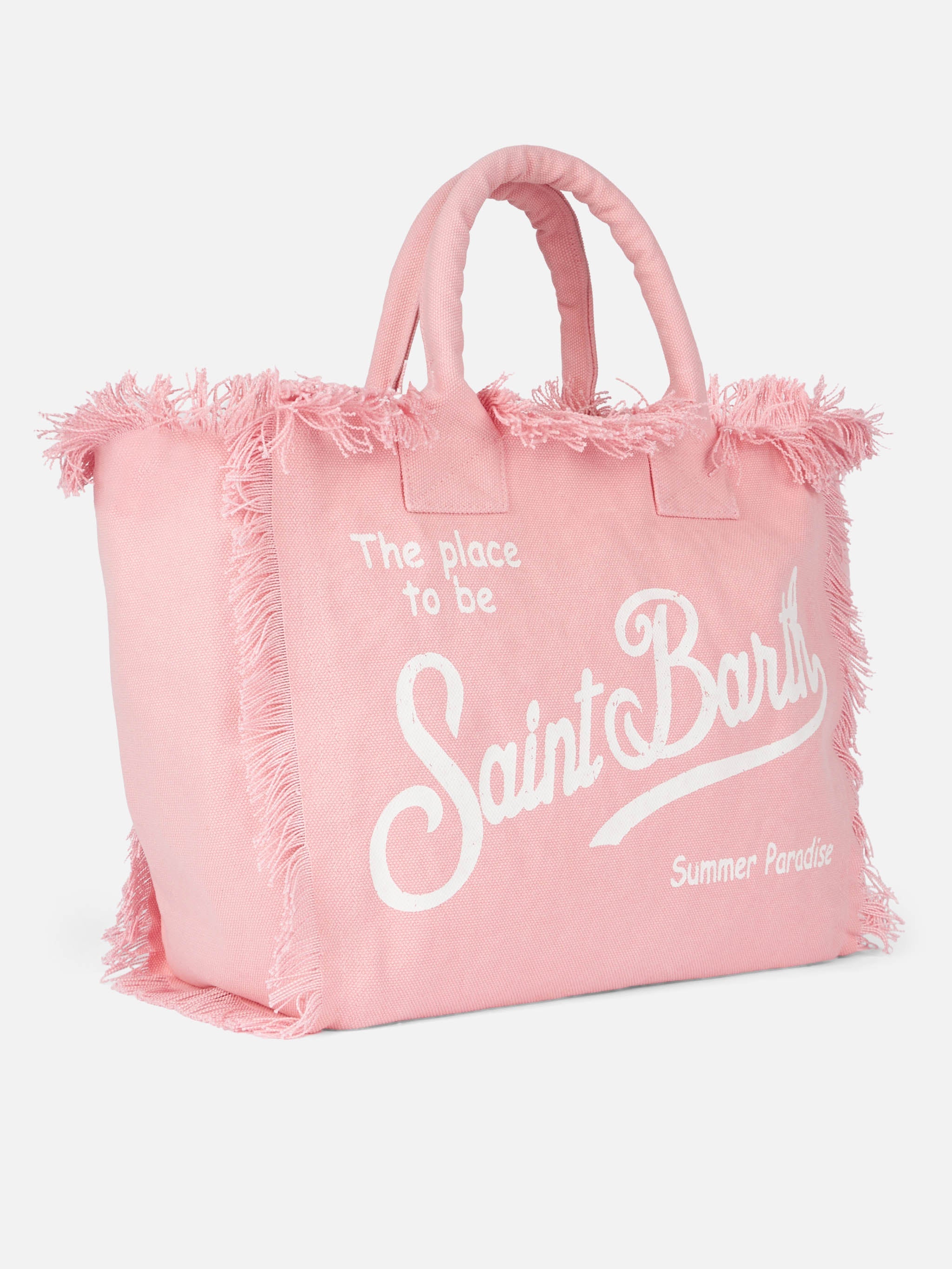 Borsa a spalla Vanity in canvas di cotone rosa