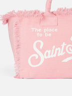 Borsa a spalla Vanity in canvas di cotone rosa