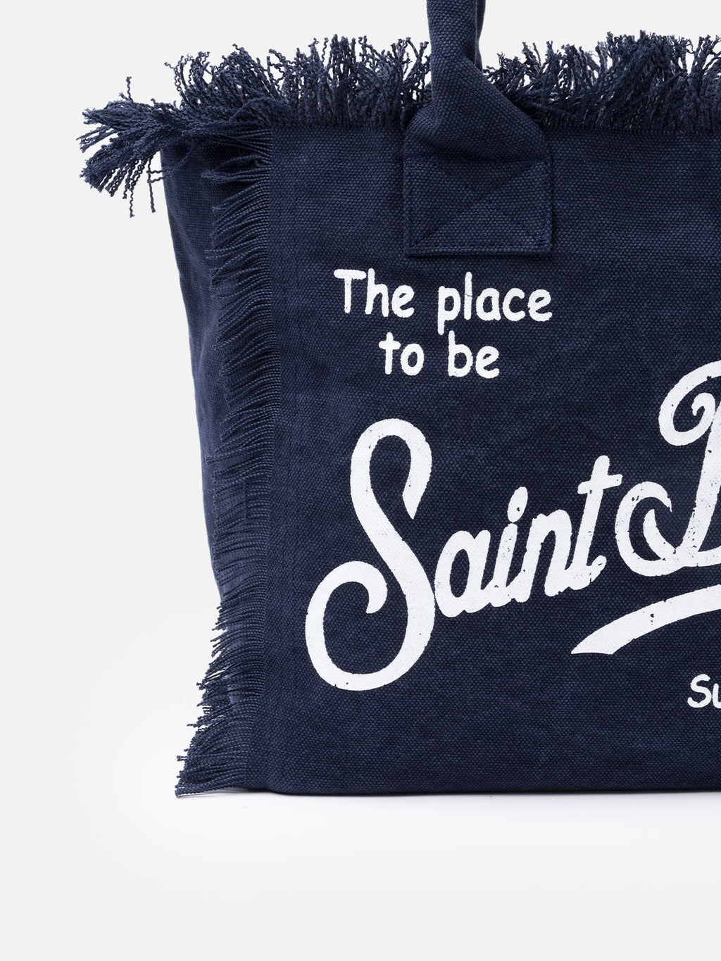 Borsa a spalla Vanity in canvas di cotone blue navy