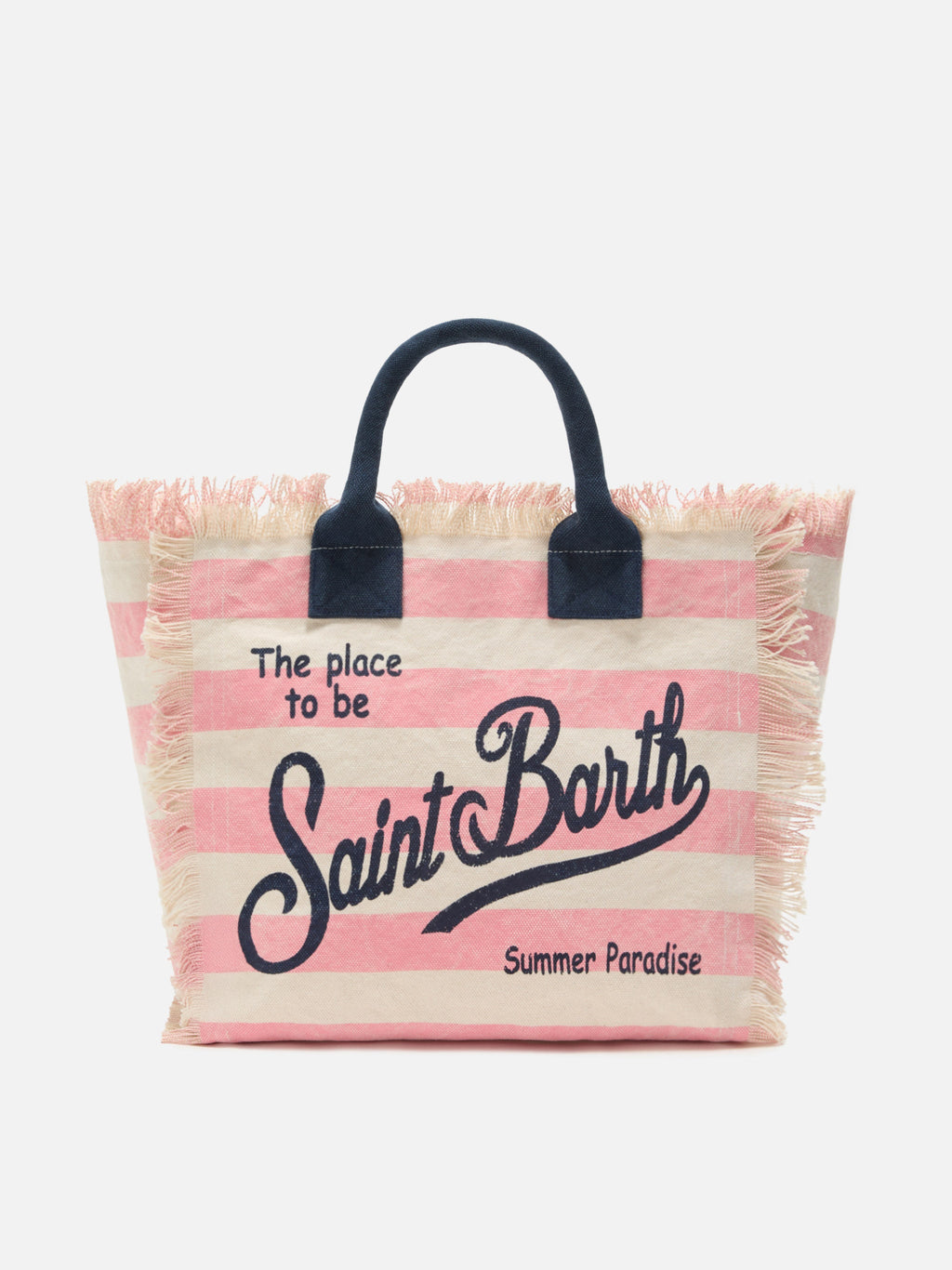 Borsa Vanity regular in canvas a righe orizzontali rosa