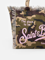 Borsa a spalla Vanity in canvas di cotone con stampa camouflage