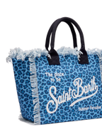 Borsa a spalla Vanity in canvas di cotone con stampa animalier