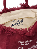 Borsa a spalla Vanity in canvas di cotone bordeaux
