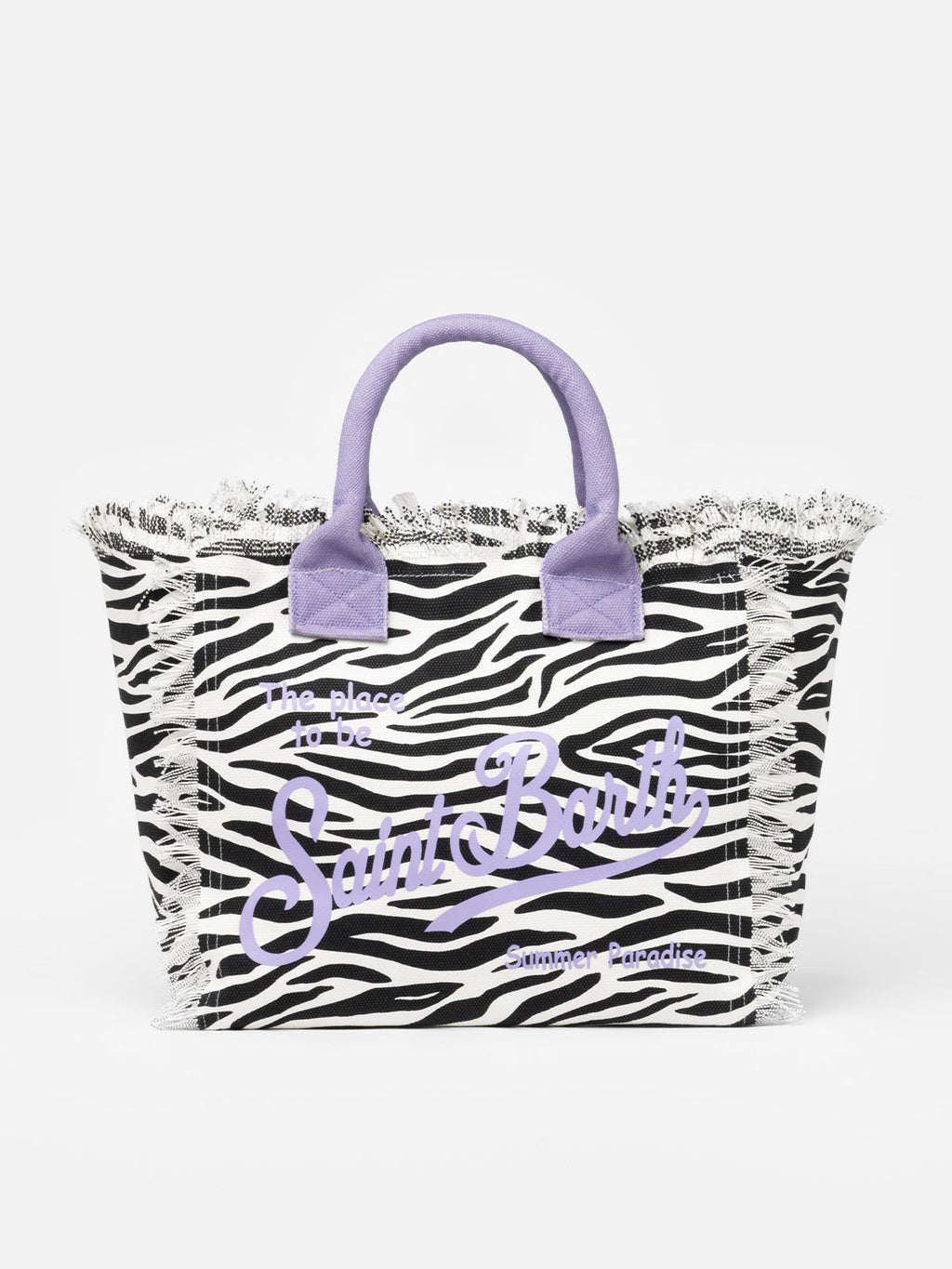 Borsa a spalla Vanity in canvas di cotone con stampa zebrata
