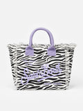 Borsa a spalla Vanity in canvas di cotone con stampa zebrata