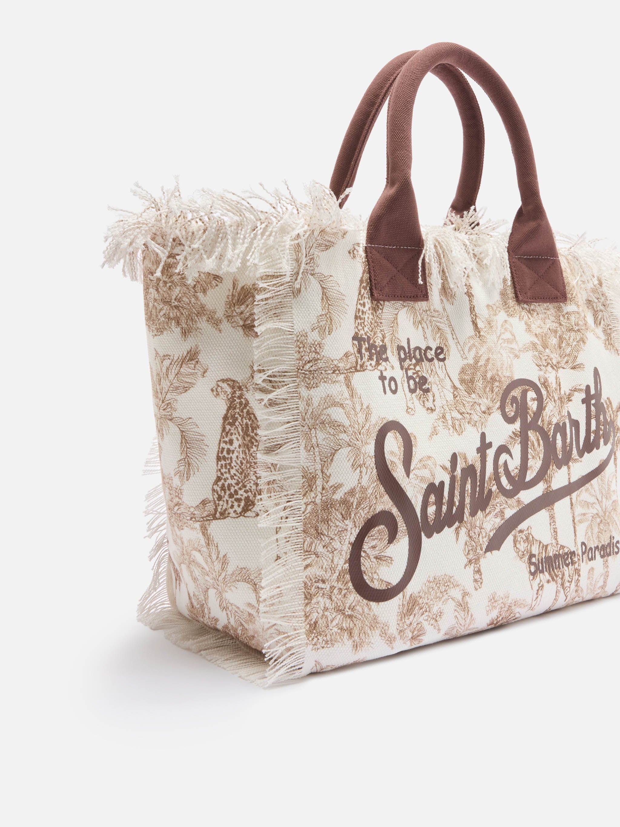 Borsa Vanity regular in canvas con stampa toile de Jouy marrone