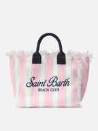 Borsa Vanity regular in canvas a righe verticali rosa