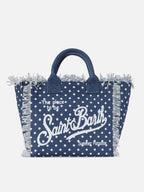 Borsa Vanity regular in canvas con stampa pois