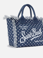 Borsa Vanity regular in canvas con stampa pois