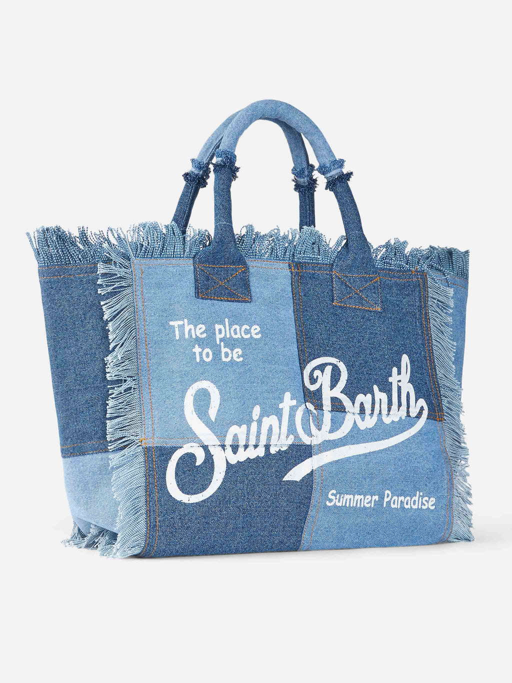 Borsa a spalla Vanity in canvas di cotone denim patchwork