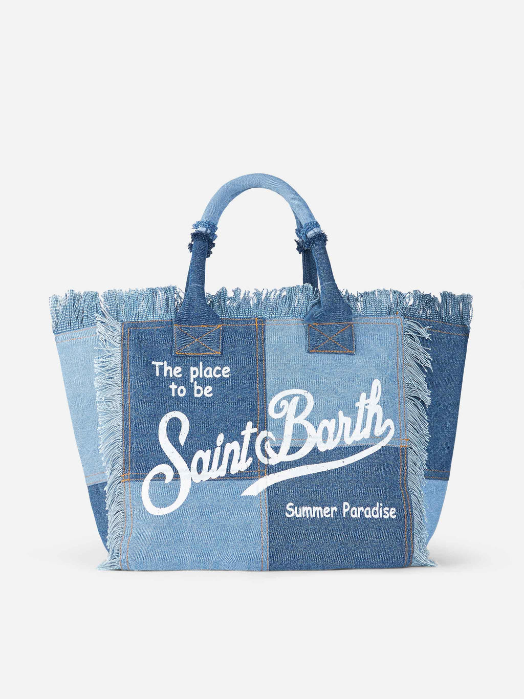 Borsa a spalla Vanity in canvas di cotone denim patchwork