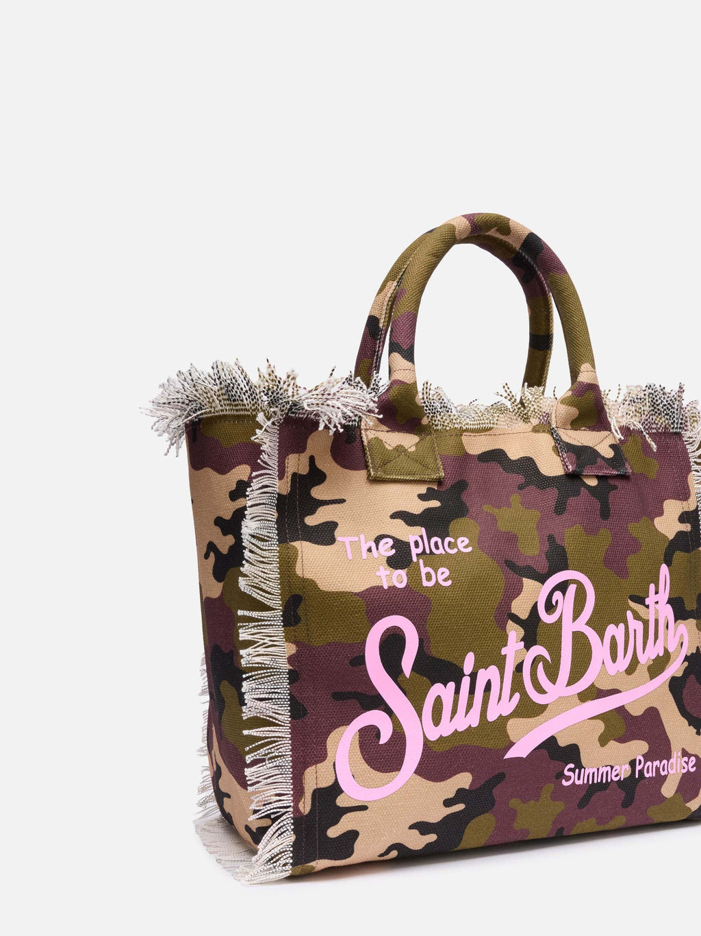 Borsa a spalla Vanity in canvas di cotone con stampa camouflage