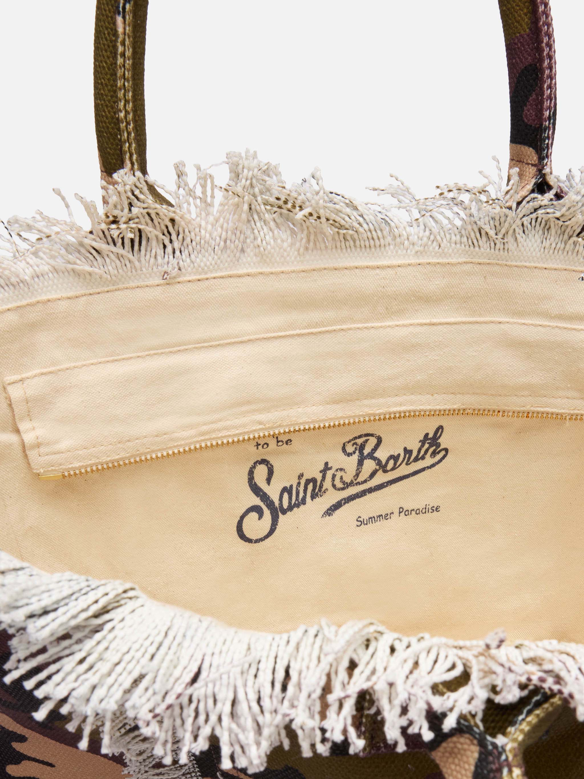 Borsa a spalla Vanity in canvas di cotone con stampa camouflage