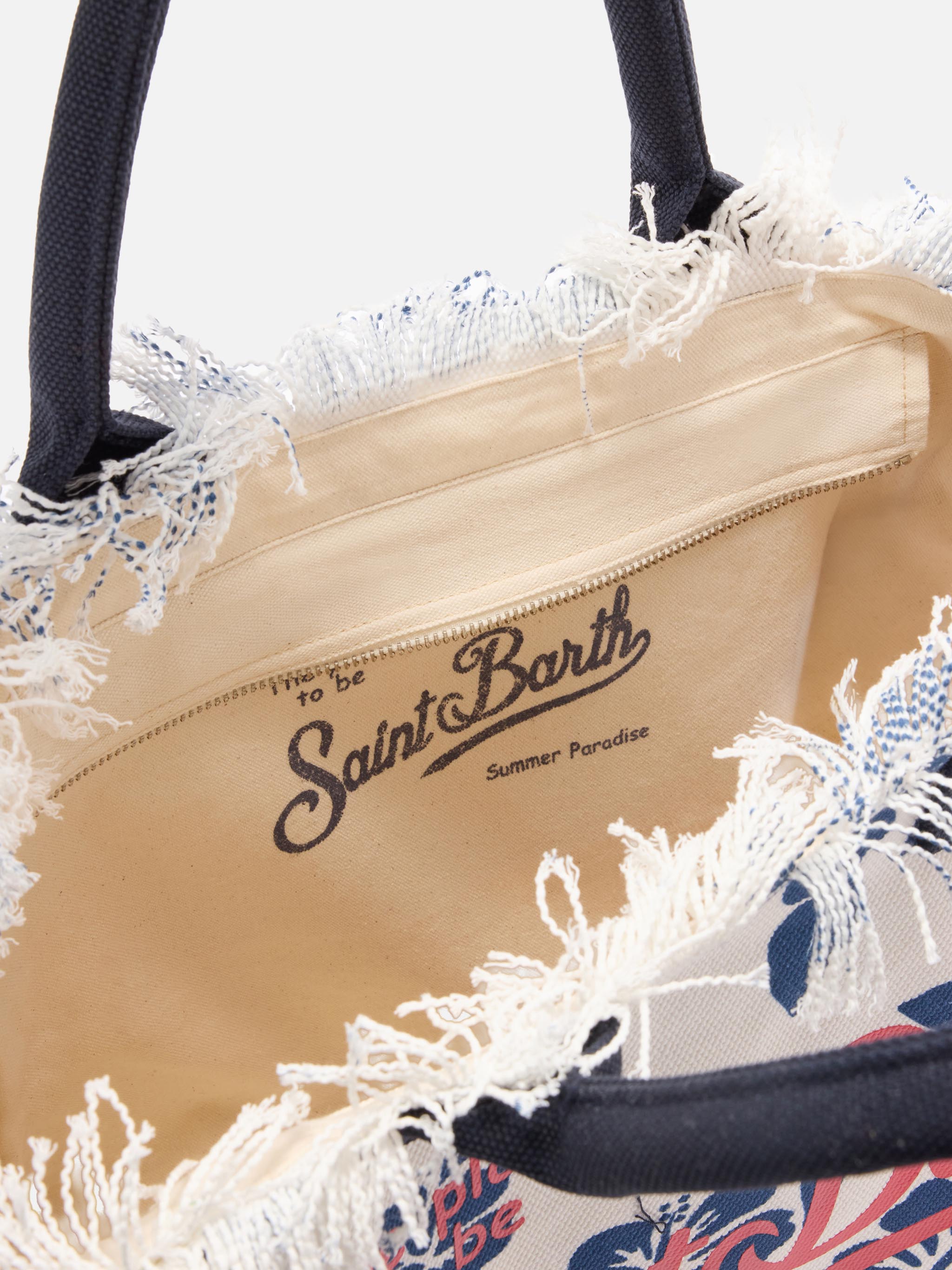 Borsa Vanity regular in canvas con stampa hibiscus