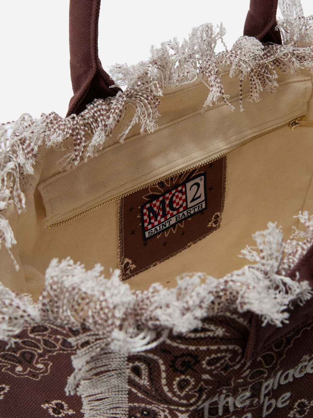 Borsa Vanity regular in canvas marrone con stampa bandana