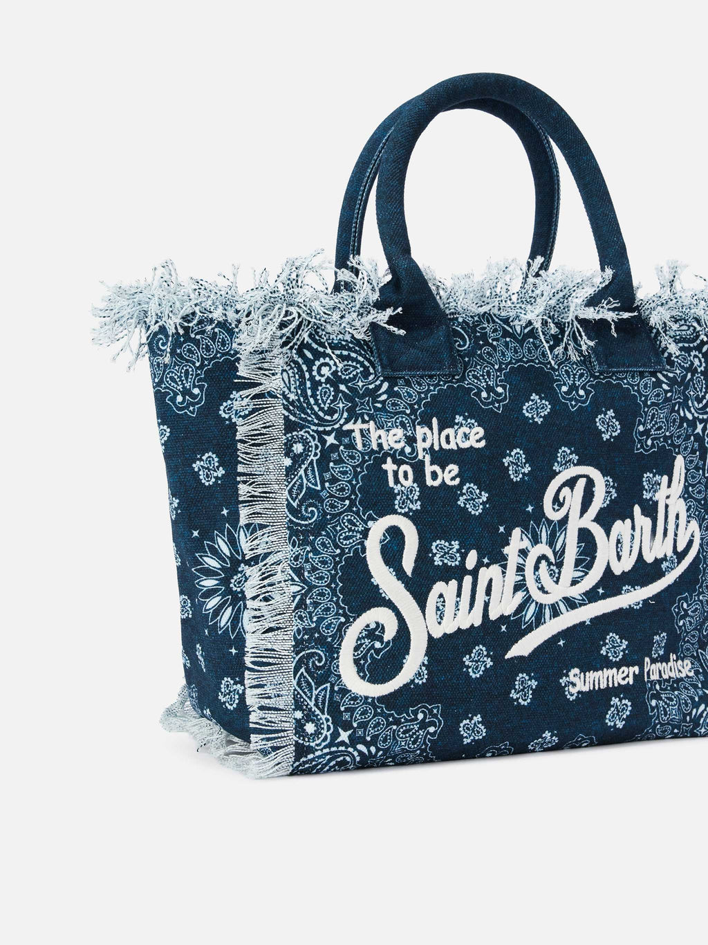 Borsa Vanity regular in canvas azzurro con stampa bandana