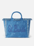 Borsa a spalla Vanity in canvas di cotone con patch logo Saint Barth
