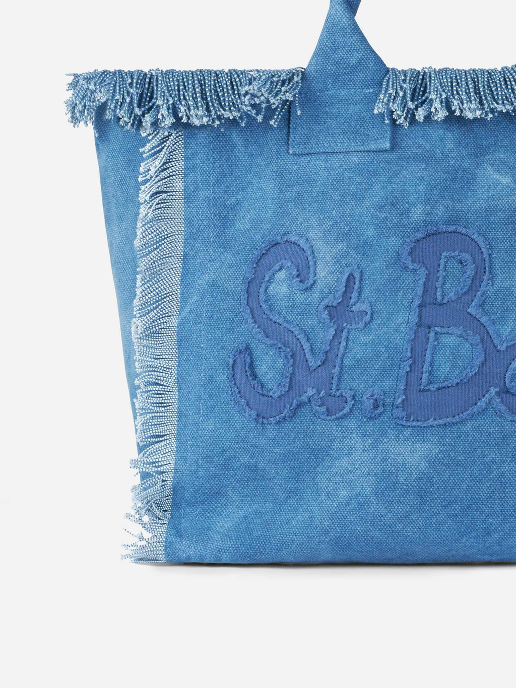 Borsa a spalla Vanity in canvas di cotone con patch logo Saint Barth