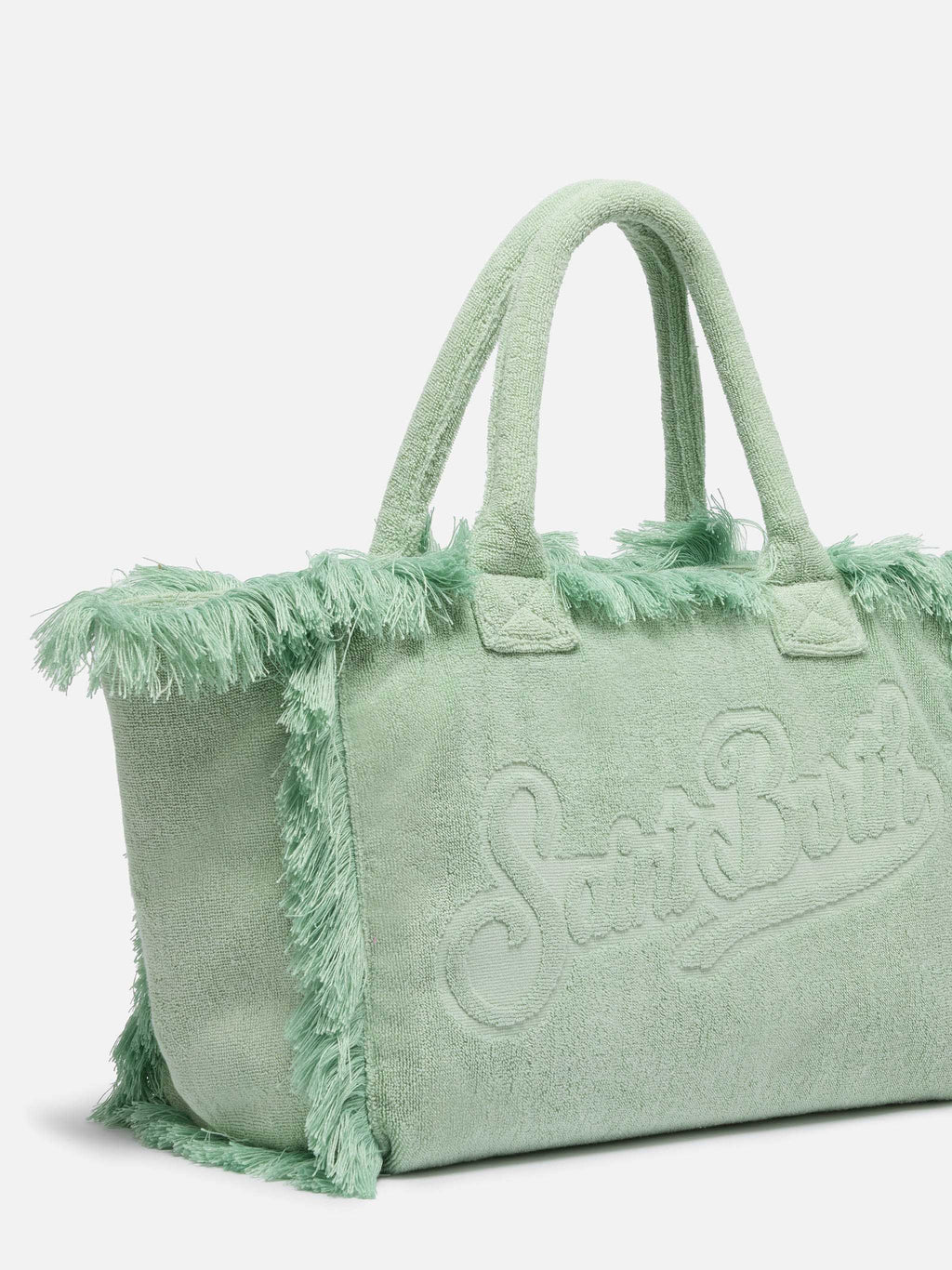 Borsa Vanity regular in tessuto effetto spugna verde menta tinta unita