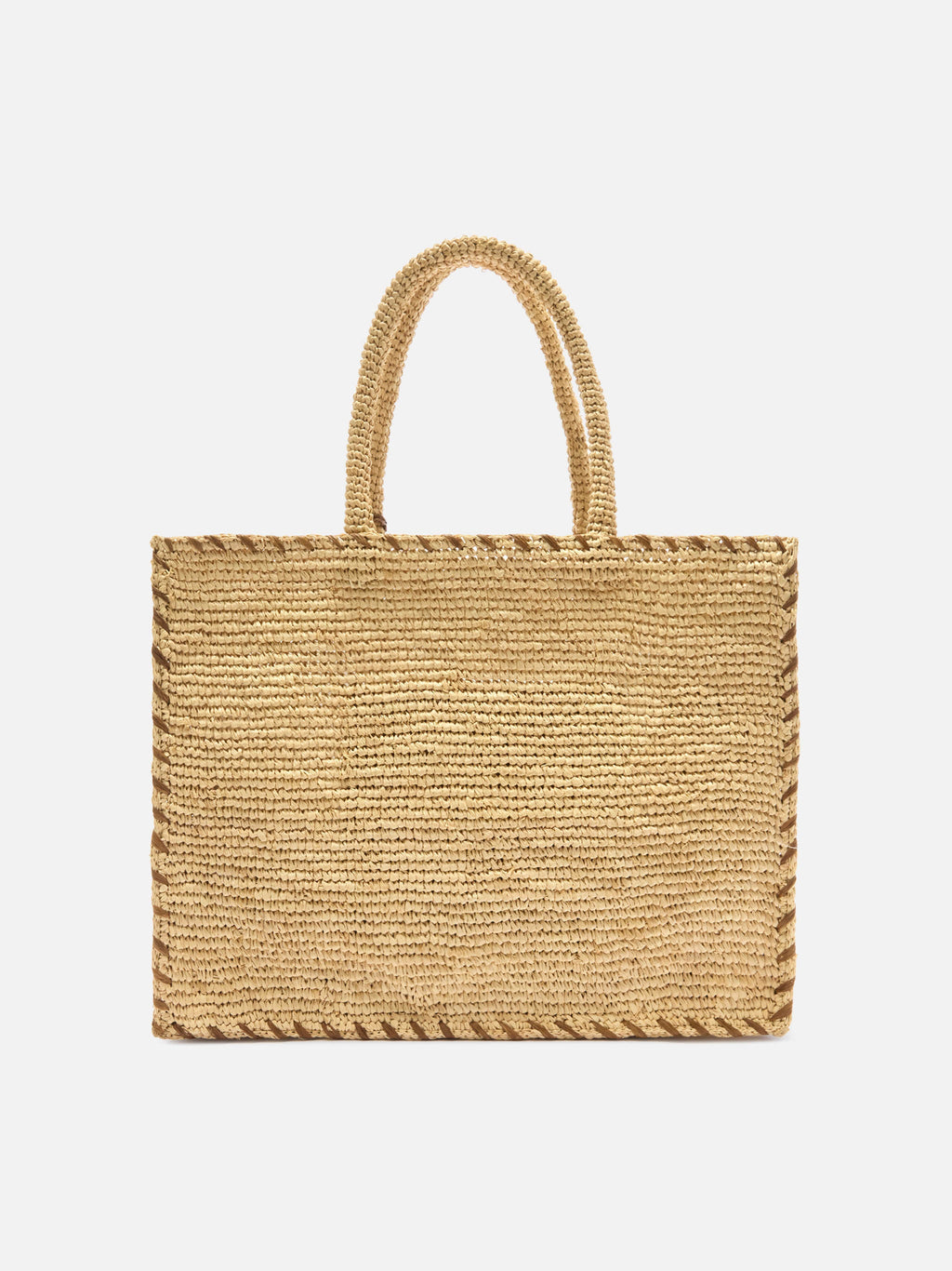 Borsa Vanity regular in raffia con dettagli marroni