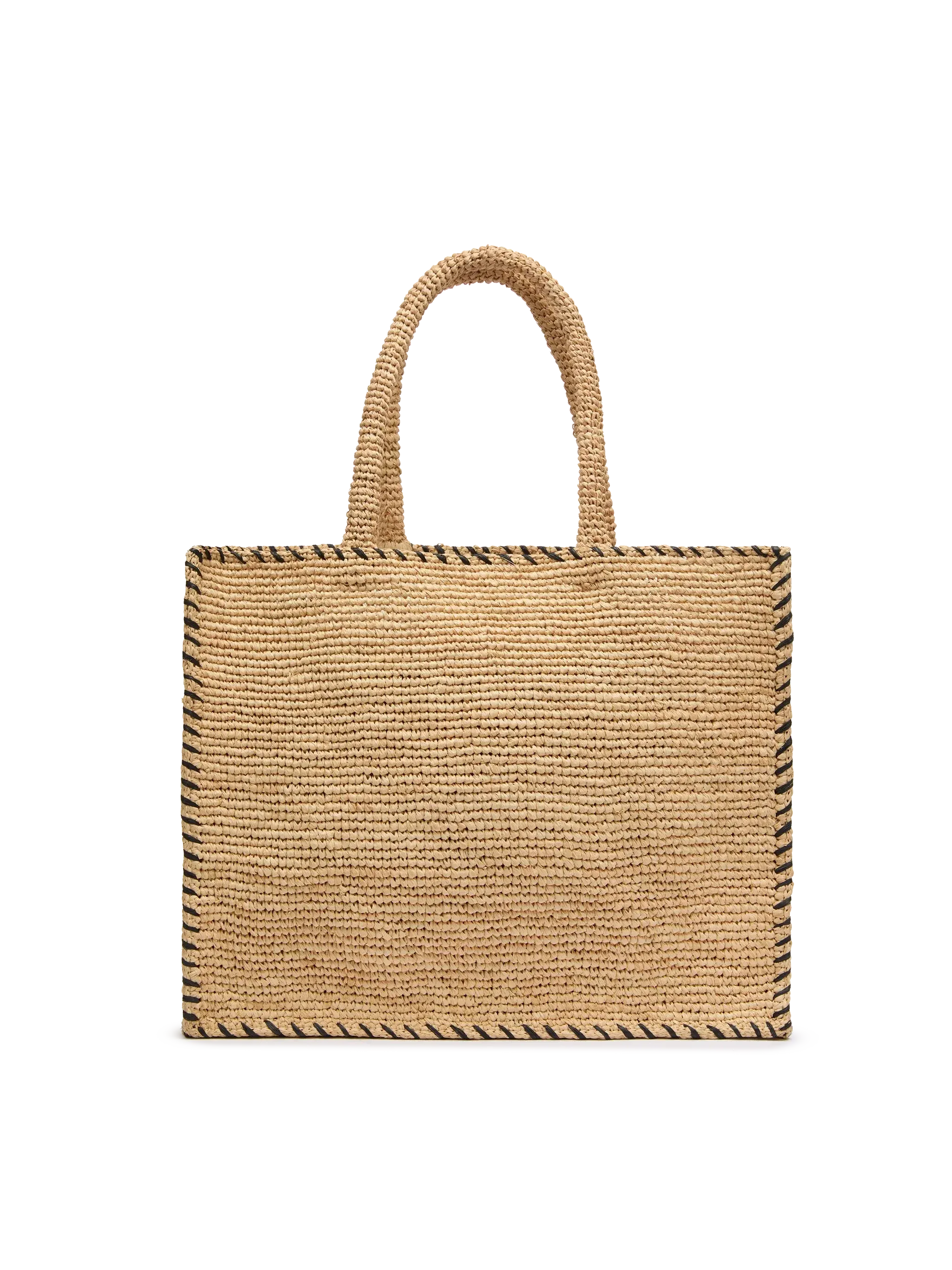 Borsa a spalla Vanity Rafia beige con bordo nero