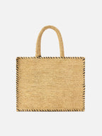 Borsa Vanity regular in raffia con dettagli neri