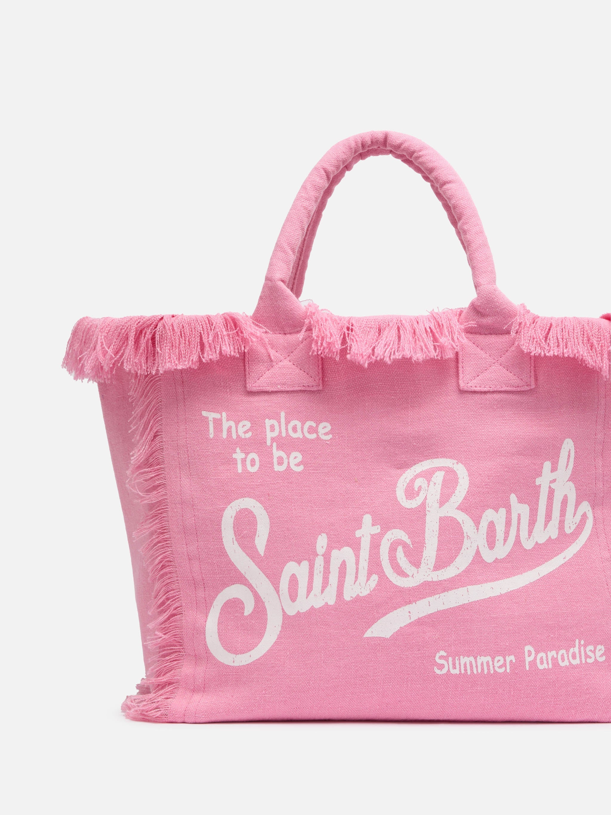 Borsa a spalla Vanity in 100% LINO rosa