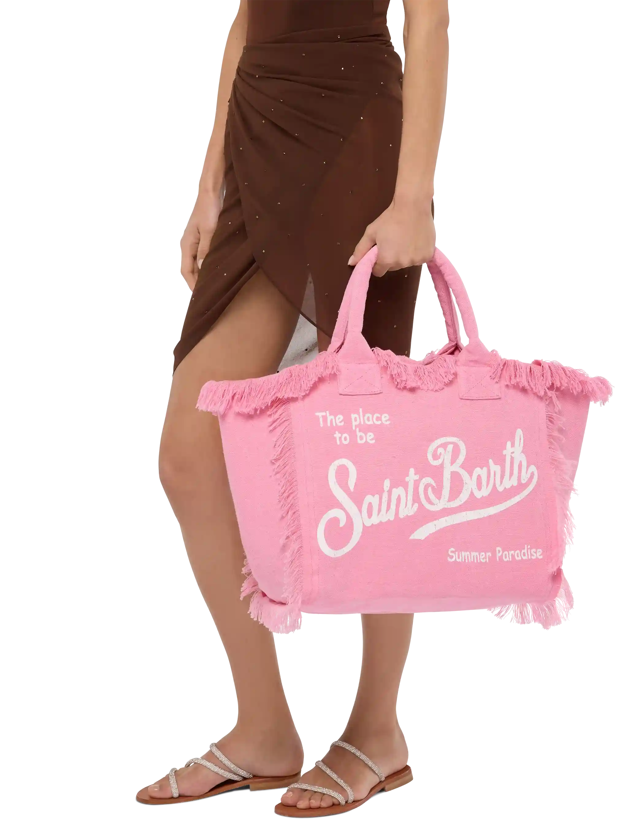 Borsa a spalla Vanity in 100% LINO rosa
