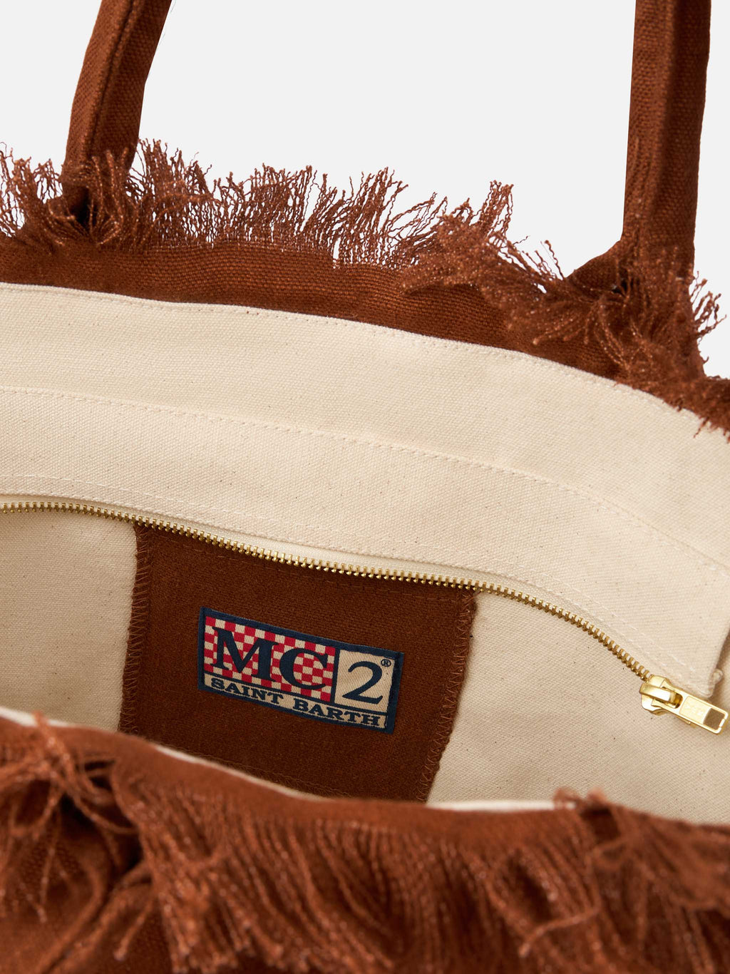 Borsa a spalla Vanity in 100% LINO marrone
