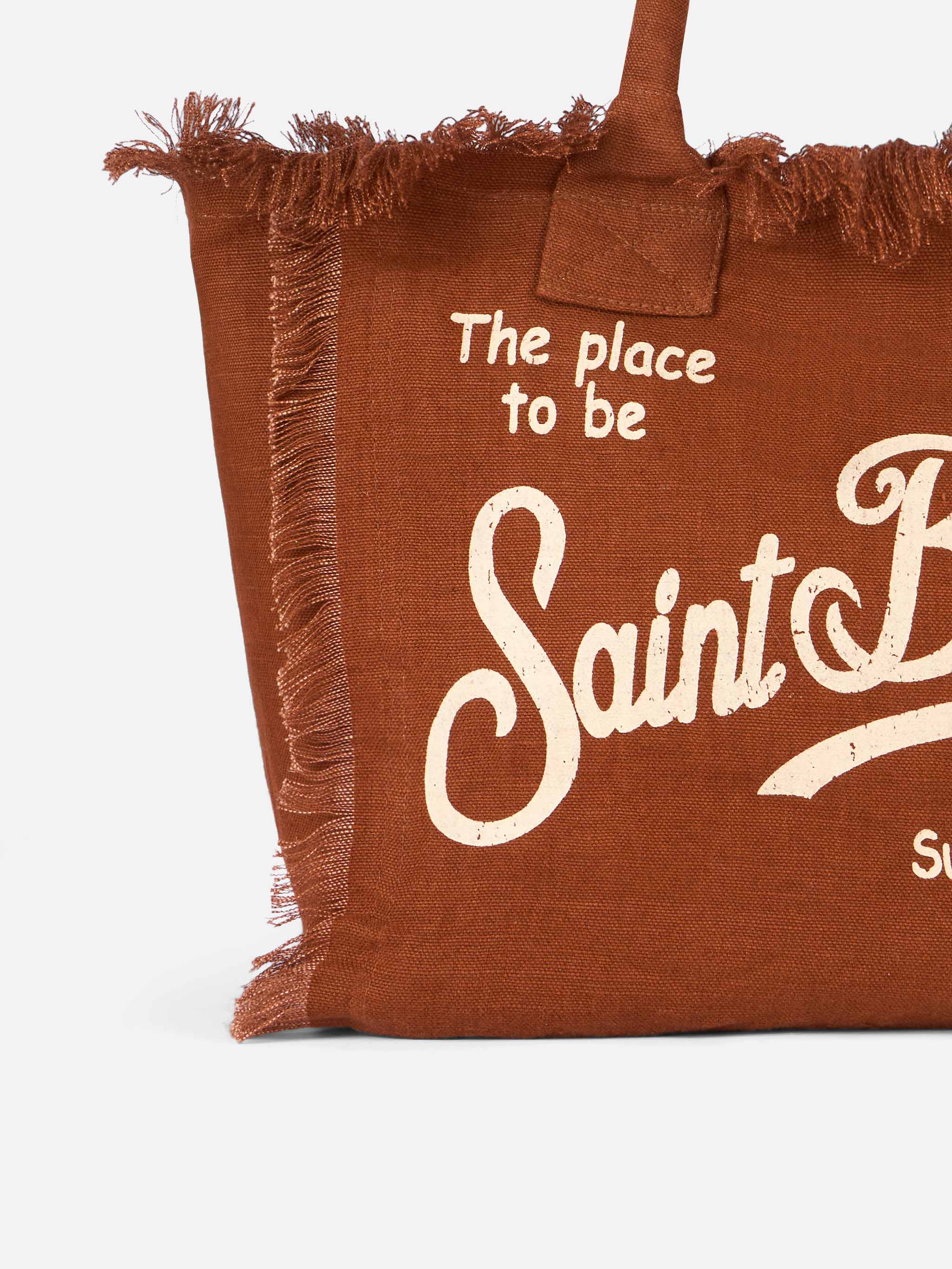 Borsa a spalla Vanity in 100% LINO marrone