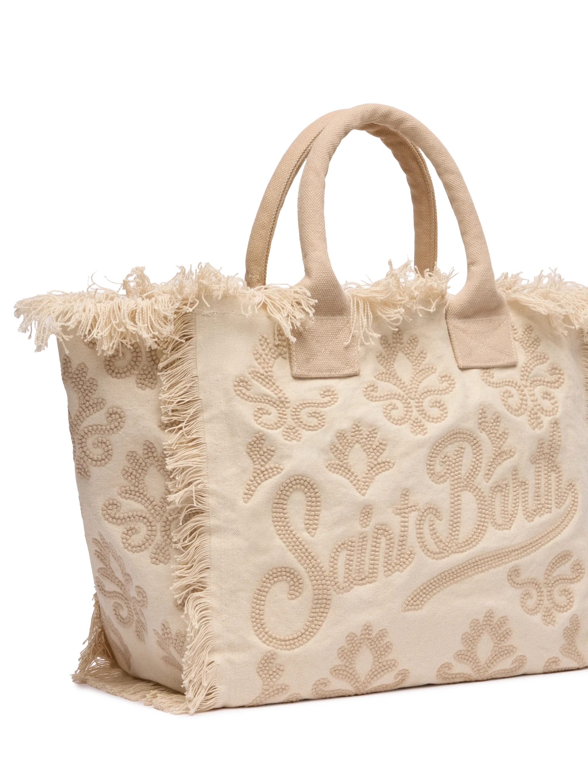 Borsa Vanity regular in canvas con ricamo lily tufting beige