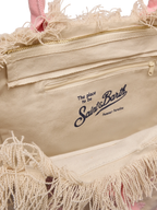 Borsa a spalla Vanity Rug  in cotone rosa e bianco