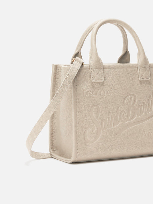Borsa a spalla Vanity Bag Midi in pelle martellata bianca