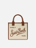 Borsa Vanity medium in canvas e pelle martellata