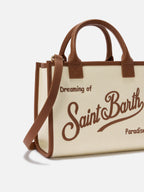 Borsa Vanity medium in canvas e pelle martellata