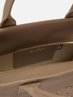Borsa Vanity medium in pelle martellata beige