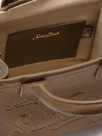 Borsa a spalla Vanity Bag Mini in pelle martellata marrone