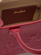 Borsa a spalla Vanity Bag Mini in pelle martellata bordeaux