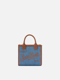 Borsa Vanity mini in denim e pelle martellata
