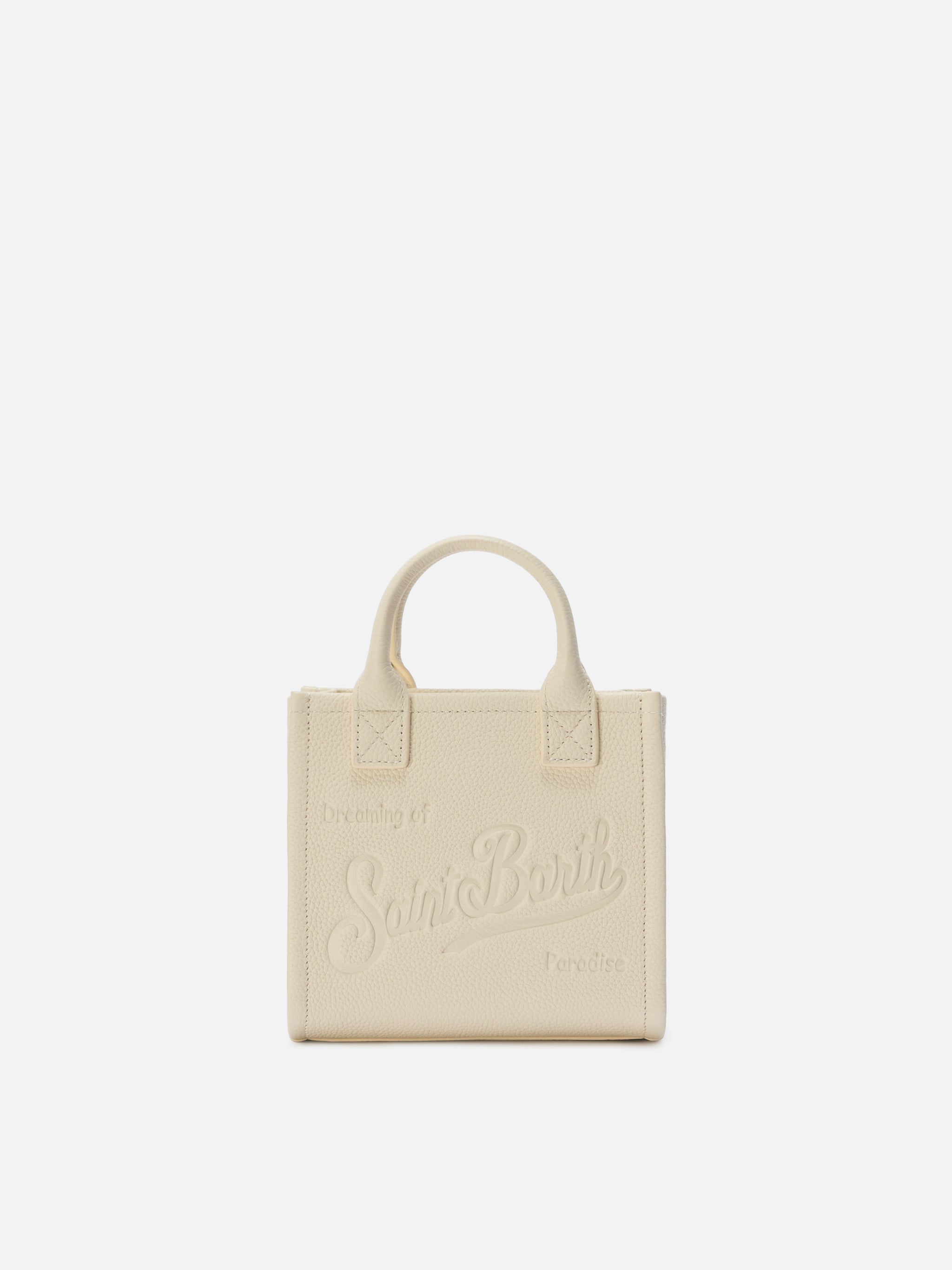 Borsa Vanity mini in pelle martellata avorio