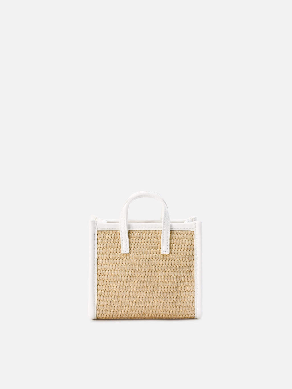 Borsa Vivian micro effetto paglia con logo bianco ricamato
