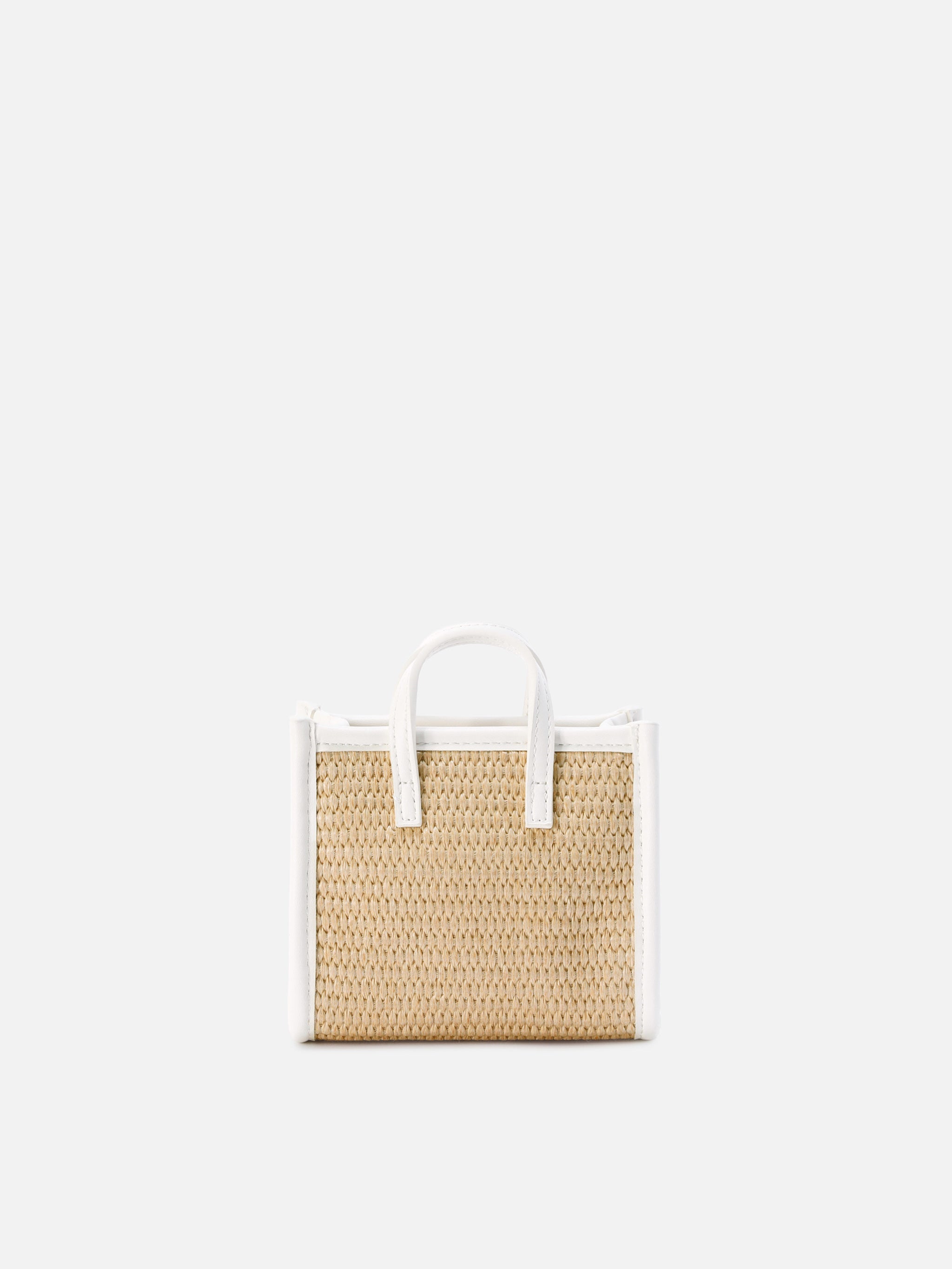 Borsa Vivian micro effetto paglia con logo bianco ricamato