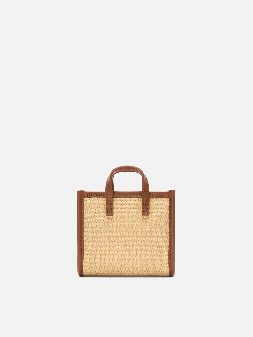 Borsa Vivian micro effetto paglia con logo marrone ricamato