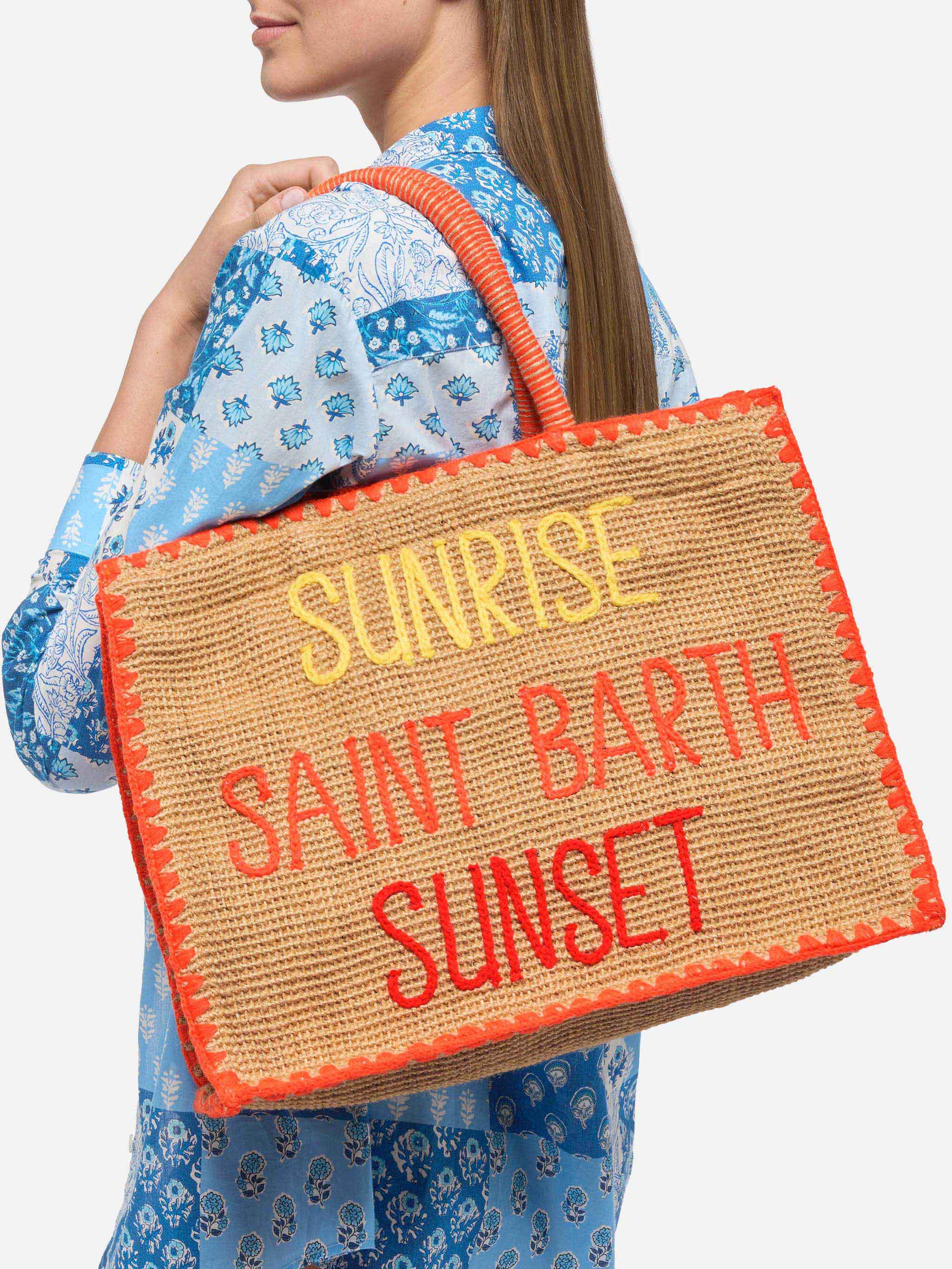 Borsa Vivian Jute beige in juta con ricamo