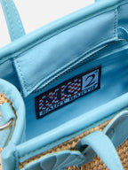 Borsa Vivian mini in tessuto effetto paglia con ricami decorativi