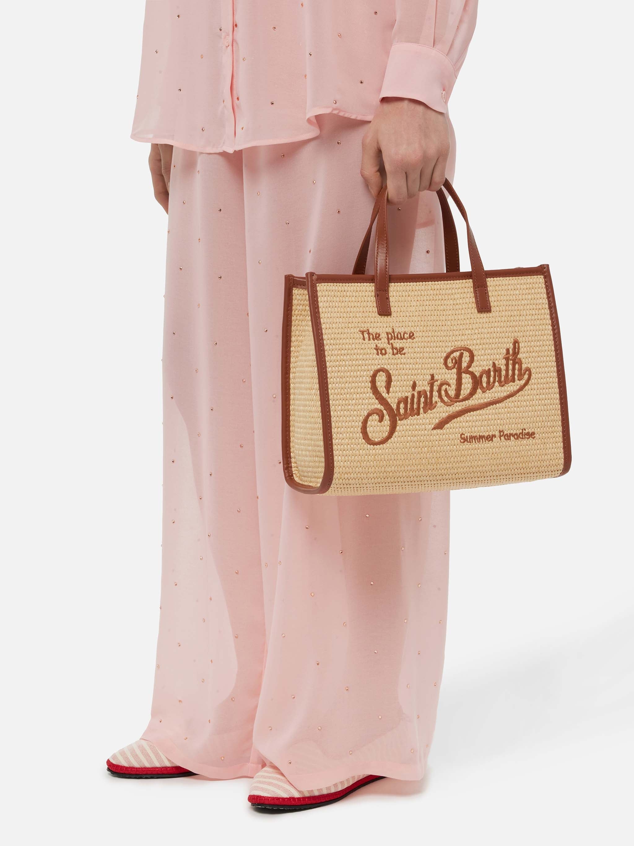 Borsa Vivian Mid Straw beige effetto paglia