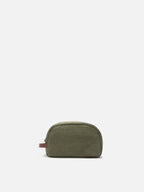 Beauty Bag Westwood in lino verde con logo ricamato